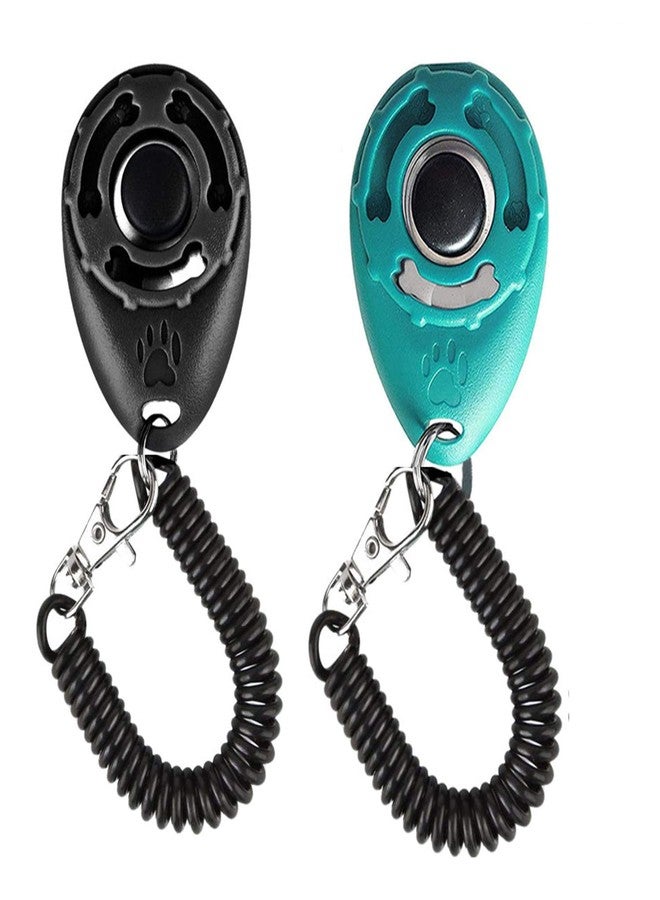 VOBRAMY Dog Training Clicker with Wrist Strap Durable Lightweight Easy to Use-2 Pack(Black+New Blue) - Image 1